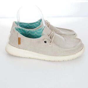 Hey Dude Wendy Chambray Beige Slip On Loafers Casual Women's 7